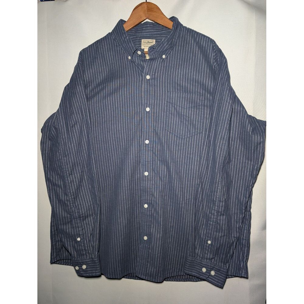L. L. Bean Traditional Fit Men's Long Sleeve Button Down XL Cotton Blend Blue